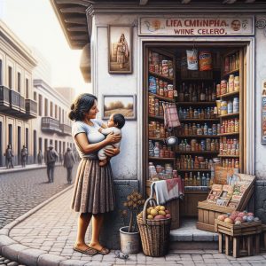 a,peruvian,mother,with,a,baby,in,her,arms,buying